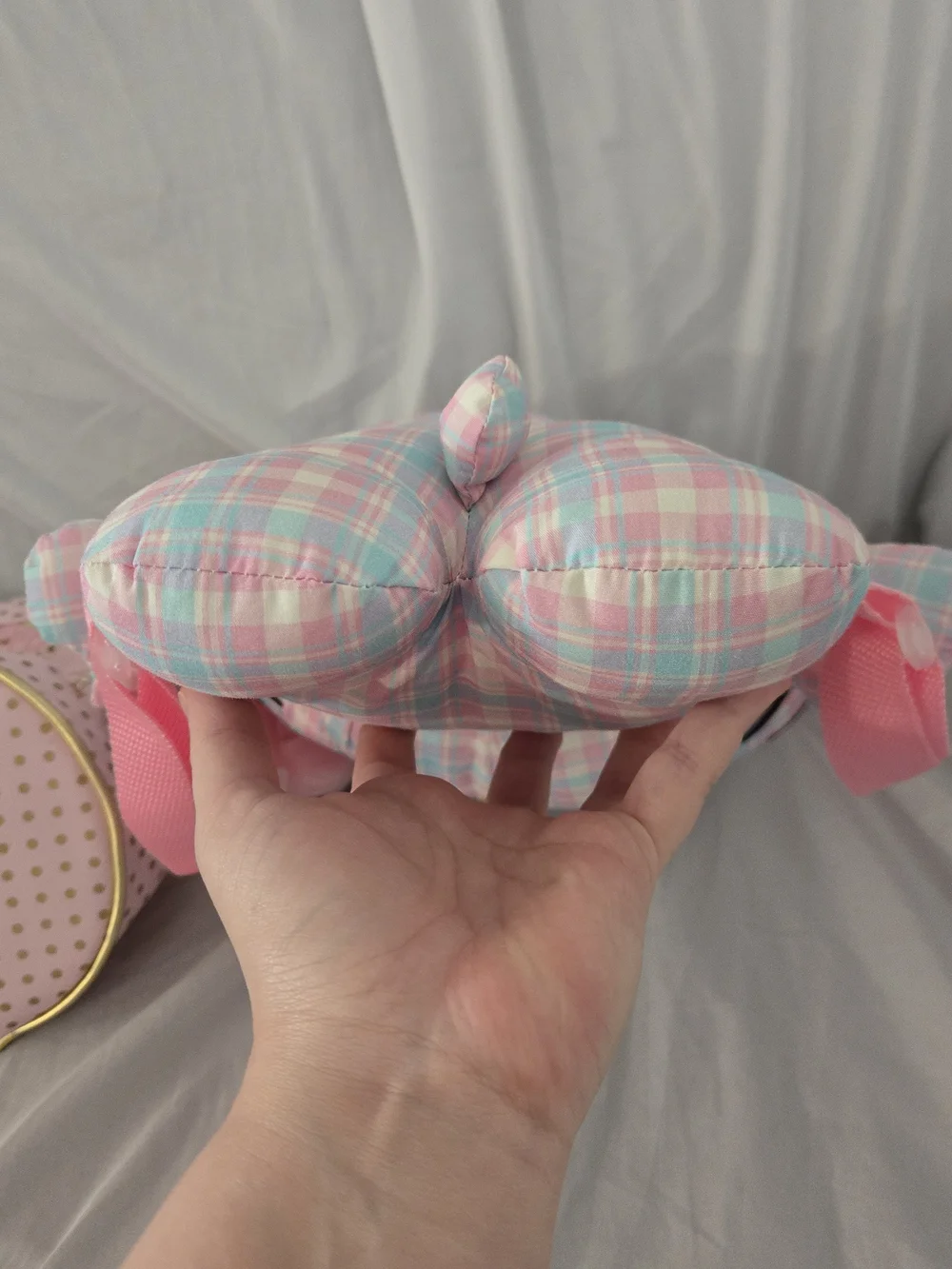 Hello Kitty Pink Plaid Plush Backpack with Matching Mini Bag Kawaii Gift Idea